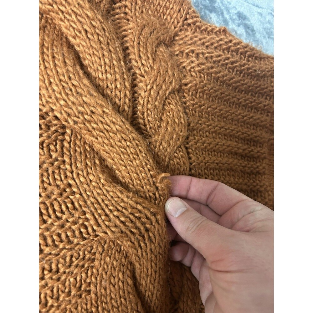 Zenana Sweater Womens Large Rust Brown Cable Knit Chunky Crewneck Pullover - Picture 7 of 8